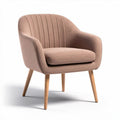 Fabric accent chair with wooden legs in blush color 70 x 70 x 80cm