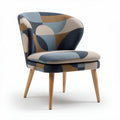 Fabric accent chair with abstract pattern and wooden legs 70 x 70 x 80cm