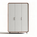 Three-door wardrobe in white and wooden finish with metal legs 180 x 100 x 50cm