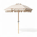 Outdoor patio umbrella with fringe design wooden pole 240 x 240 x 250cm