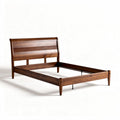Wooden sleigh bed frame in walnut finish with dimensions 200 x 160 x 100cm