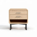Wooden nightstand with two drawers and open shelf in natural finish 50 x 40 x 50cm