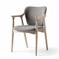 Fabric upholstered chair with wooden armrests in gray 60 x 60 x 80cm