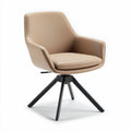 Contemporary swivel chair in beige fabric with black metal base 70 x 70 x 85cm