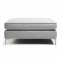 Gray ottoman footrest with stainless steel legs 80 x 80 x 30cm