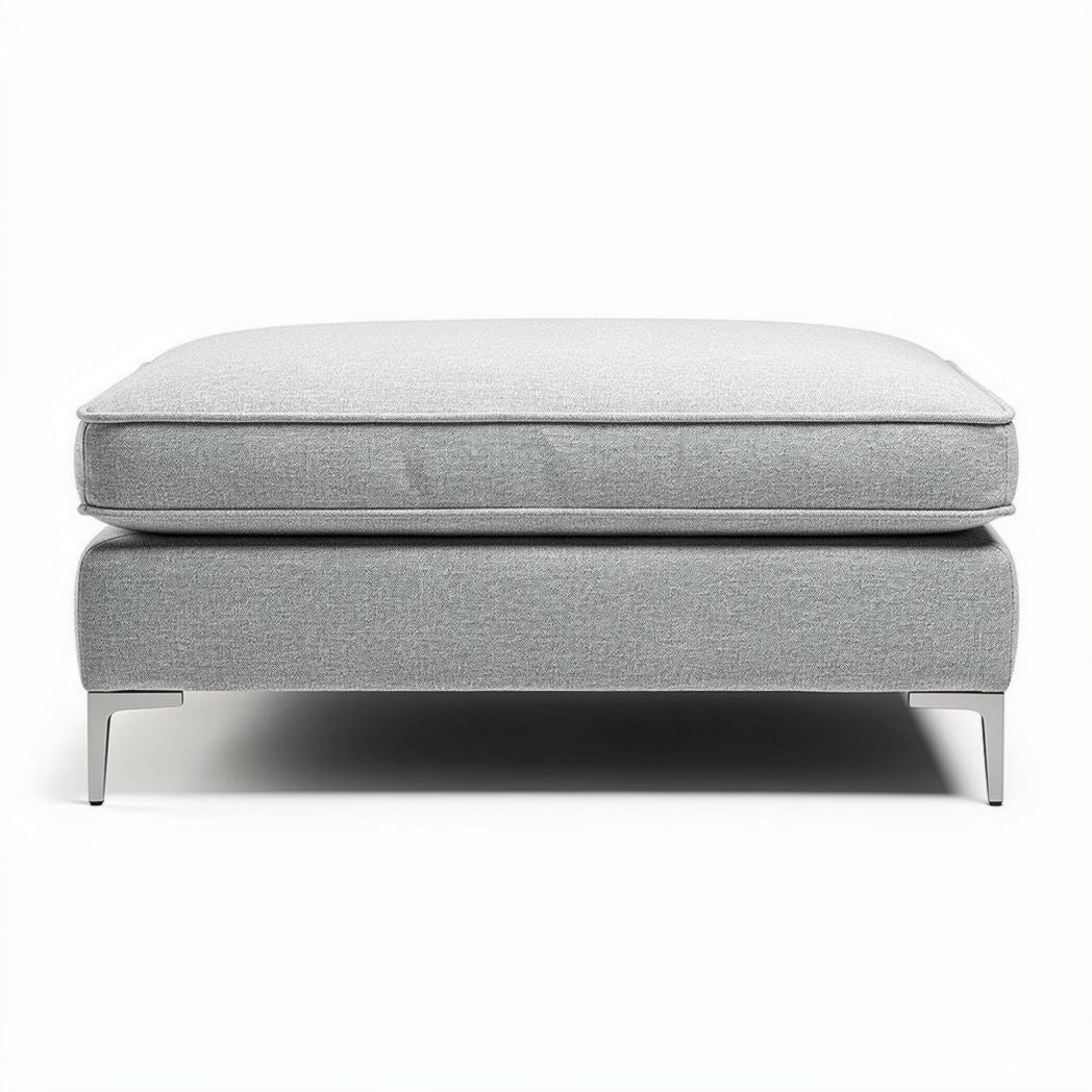 Gray ottoman footrest with stainless steel legs 80 x 80 x 30cm