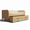 Natural wood twin bed with storage drawers for kids room 200 x 90 x 80cm