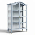 Glass door display cabinet in light blue finish with four shelves 60 x 30 x 120cm