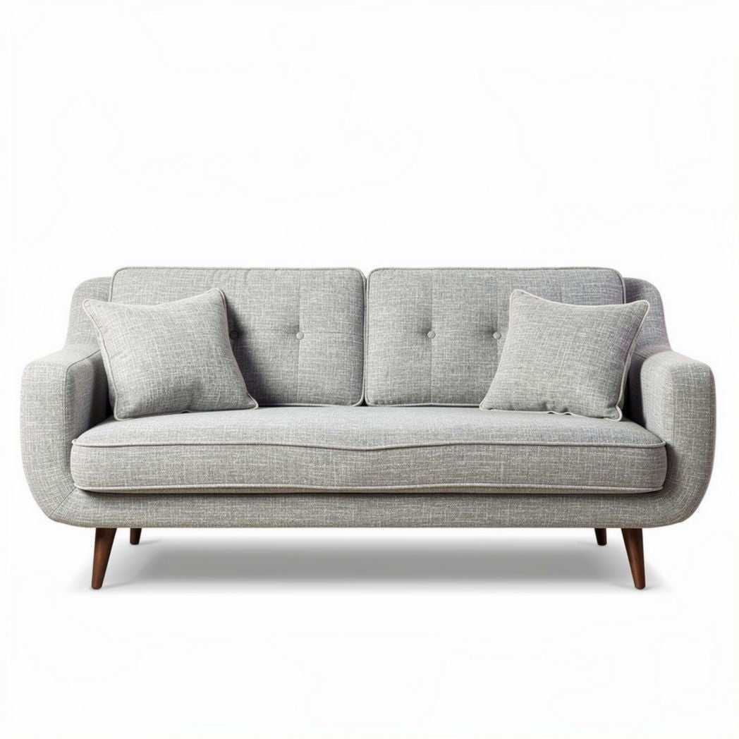 Gray fabric sofa with removable cushions and wooden legs 190 x 85 x 80cm