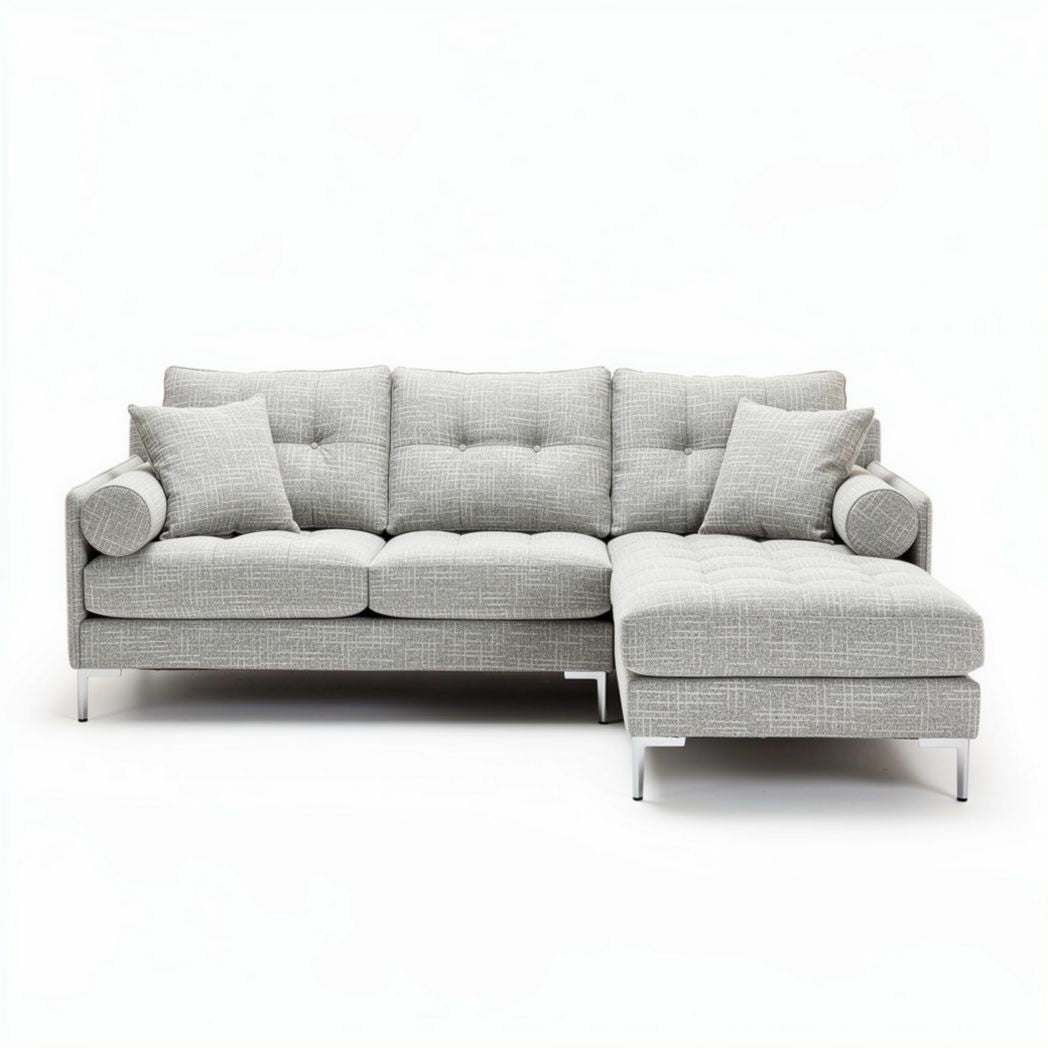 Blue fabric sectional sofa with spacious design and removable cushions